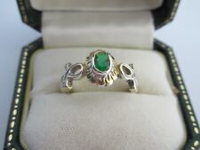 BROOKS & BENTLEY SILVER 925 VERMEIL TOURMALINE EGYPTIAN ANKH STYLE RING US 7-3/4