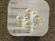 Next New Set of 4 Rainbow Striped Mugs Cups