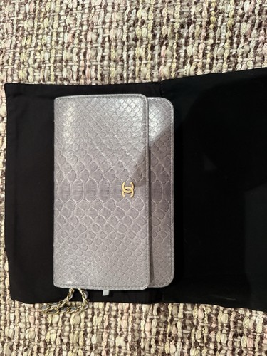 Chanel blue python wallet - blue,