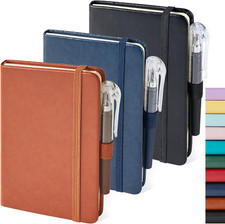 NIRMIRO 3 Pack A6 Pocket Notebook Notepad, Mini Small Leather Journal Notebook