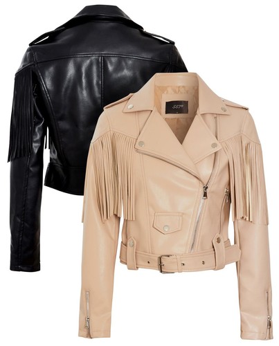 Womens faux leather biker - womens,
