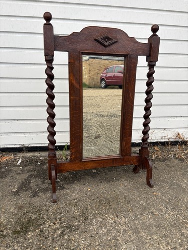 Antique oak tilt mirror - tilt, barley