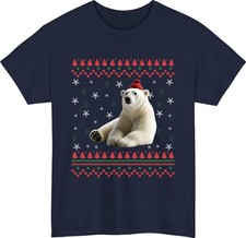 Polar Bear Christmas T-Shirt Winter Animal Hoodie Festive Gift Jumper Xmas Top