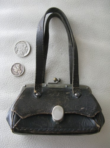 Antique brown leather small - antique,