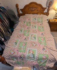 Vintage 70s Sears Pink Holly Hobbie Twin Comforter w/Dust Ruffle