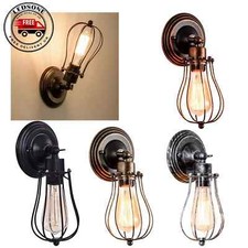 Vintage Wall Lamp Retro Industrial Balloon Cage Wall Light Brushed Wall Sconce