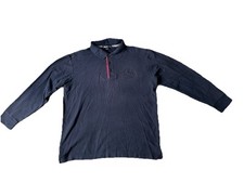 Men's Aquascutum Long Sleeve Polo Blue Large Crest Vintage