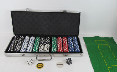 Poker chip set with metal - chip,