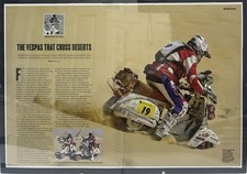 VESPA PX177 / PX225 SCOOTER DESERT RALLY SCOOTERSARTICLE FRAMED 29cm x 42cm