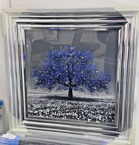 Blossom tree blue wall - blue,