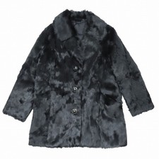 Lamb Fur Coat Women Black Real