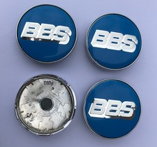 4x BBS Wheel Centre Cap New Alloy Hub Center Caps 60mm 6.0cm Blue Silver