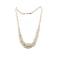 Vintage Czech necklace semi translucent white rondelle micro seed glass beads