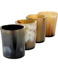 Antique Whiskey Shot Glass Cup Whisky Dram Real Horn Glass  Set Of 4