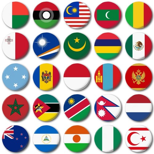 World flags various 25mm - various, 25mm,