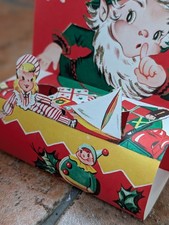 Vtg Used 1940's Elf 3d Children's Christmas American Greeting Card (EB10483)