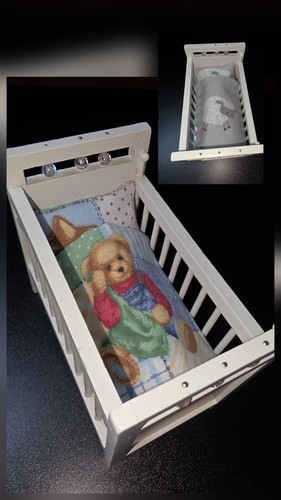 Dolls house cot bedding - x,