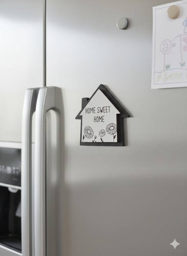 Layered wooden house fridge - wooden,