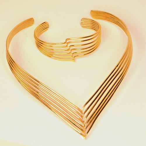 Gold tone torc - tone, neck