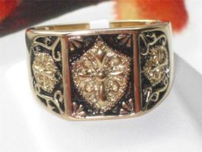 Mens gold ring cross  pinky