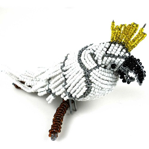 Large hand beaded cockatoo - hand-beaded,