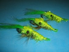 FLY FISHING FLIES - Chartreuse SQUAMISH POACHER Steelhead Prawns, size 4 (3 pcs)
