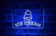 Ice Cream Neon LED Hanging Light Sign USB Display For Sundae Gelato Parlour