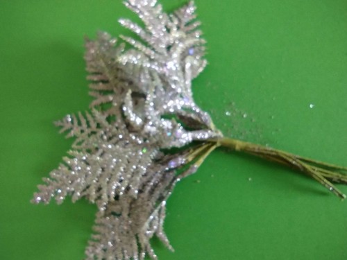 Silver glitter fern floral - silver,