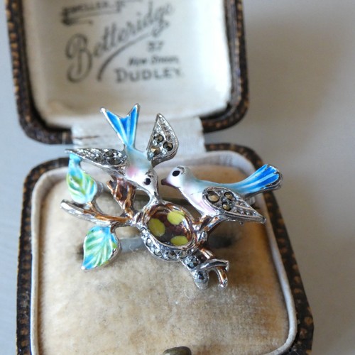 1950 enamel birds nest - 1950's,