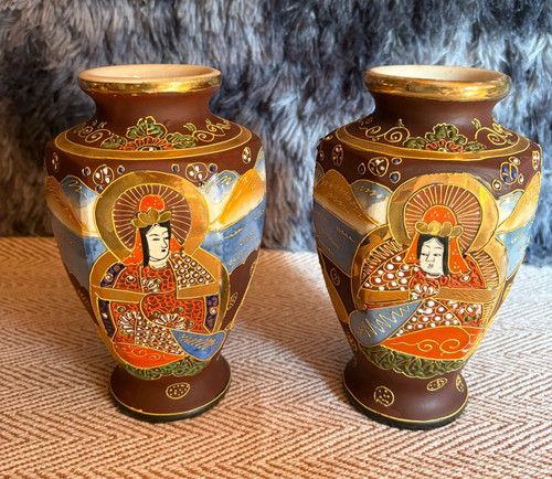 Pair vintage japanese satsuma - pair,