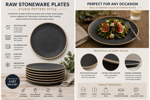 Set 8 slate stoneware - 6,,