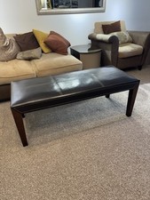 Faux Leather Brown Bench Table