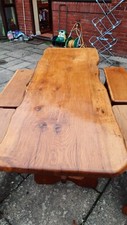 Solid oak live edge dining table & benches. Single slab sections of a tree !