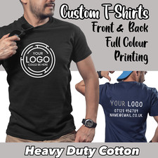 Custom T-Shirt Heavy Duty Business Text Logo Personalised Workwear Print Unisex