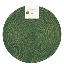 Green Round Glitter Placemats Set Of 4 Table Mats Dining Tableware Essential