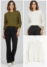 Ladies Marks Per U** Jumper Long Sleeved Mohair Blend Cable Knit Soft  Sweater