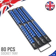 80Pcs Socket Storage Rail Rack Holder Organize ABS & Metal Mountable 1/4 3/8 1/2