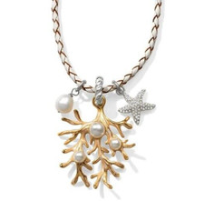 NWT Brighton SEA DREAMER CORAL Nautical Star Pearl Convertible NecklaceMSRP $98