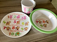 Baby / Toddler Feeding Set - Bowl, Cup and Plate with Numbers design