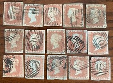 gb 1841 stamp 15 Penny Red  Victoria SG 8/8a Stars Some Blue Paper (lot Z 658