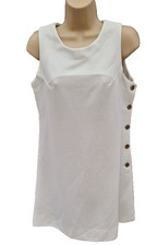 Vintage 1960s Designer Raybeck  White Crimplene A Line Mini dress fit an 8