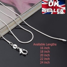 925 Sterling Silver Stamp Shiny Snake Chain Necklace - Genuine UK Seller