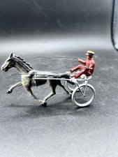 Vintage Harness Racing Horse w/ Jockey - Cast Metal - Made in U.S.A. Sulky