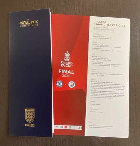 Cup final royal box menu - cup,