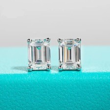 1ct Emerald Cut Earrings