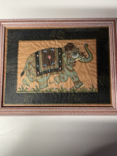 Framed indian silk art - silk,
