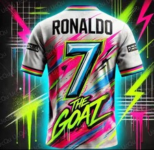 Summer Kids Boys Girls Ronaldo Goat CR7 Football Fans 3D Printed T-shirt NEW