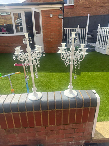 Pair white candelabra - pair, of