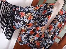 vtg Style Fringed Chiffon oversized kimono top jacket size 12 beach cover boho