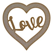 Love Word in Heart Frame MDF